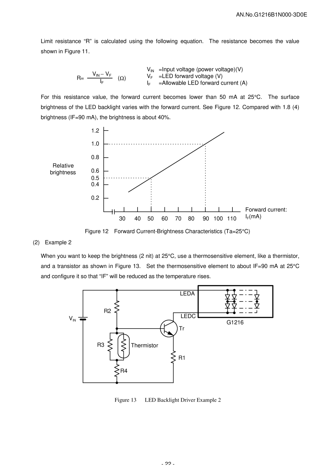 Seiko Instruments G1216B1N000 =Input voltage power voltageV, =LED forward voltage, =Allowable LED forward current a 