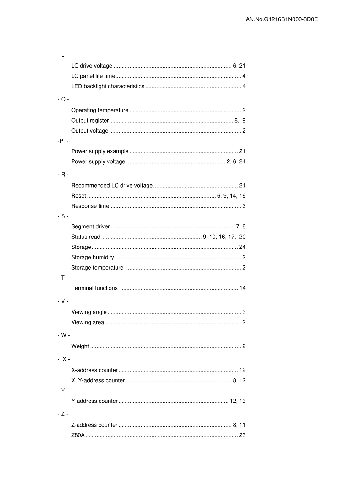 Seiko Instruments G1216B1N000 user manual 10, 16, 17, LC drive voltage 