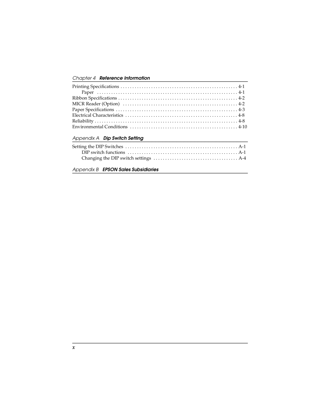 Seiko TM-U590/U590P manual Appendix B Epson Sales Subsidiaries 