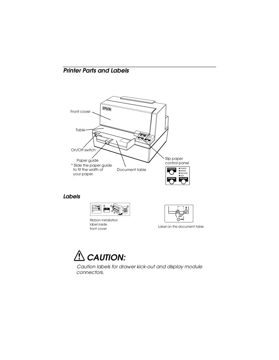 Seiko TM-U590/U590P manual Printer Parts and Labels 