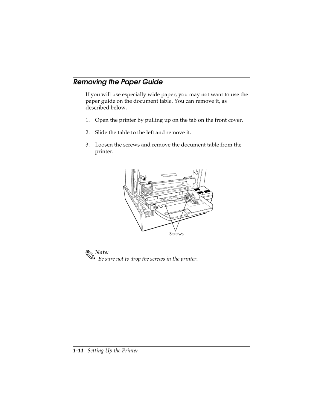 Seiko TM-U590/U590P manual Removing the Paper Guide 