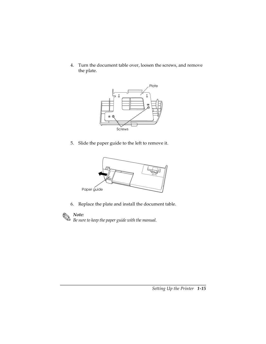 Seiko TM-U590/U590P manual Slide the paper guide to the left to remove it 