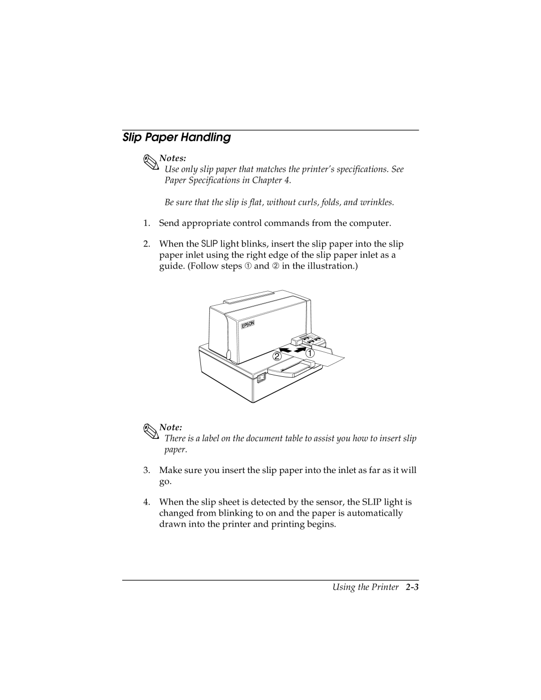 Seiko TM-U590/U590P manual Slip Paper Handling 