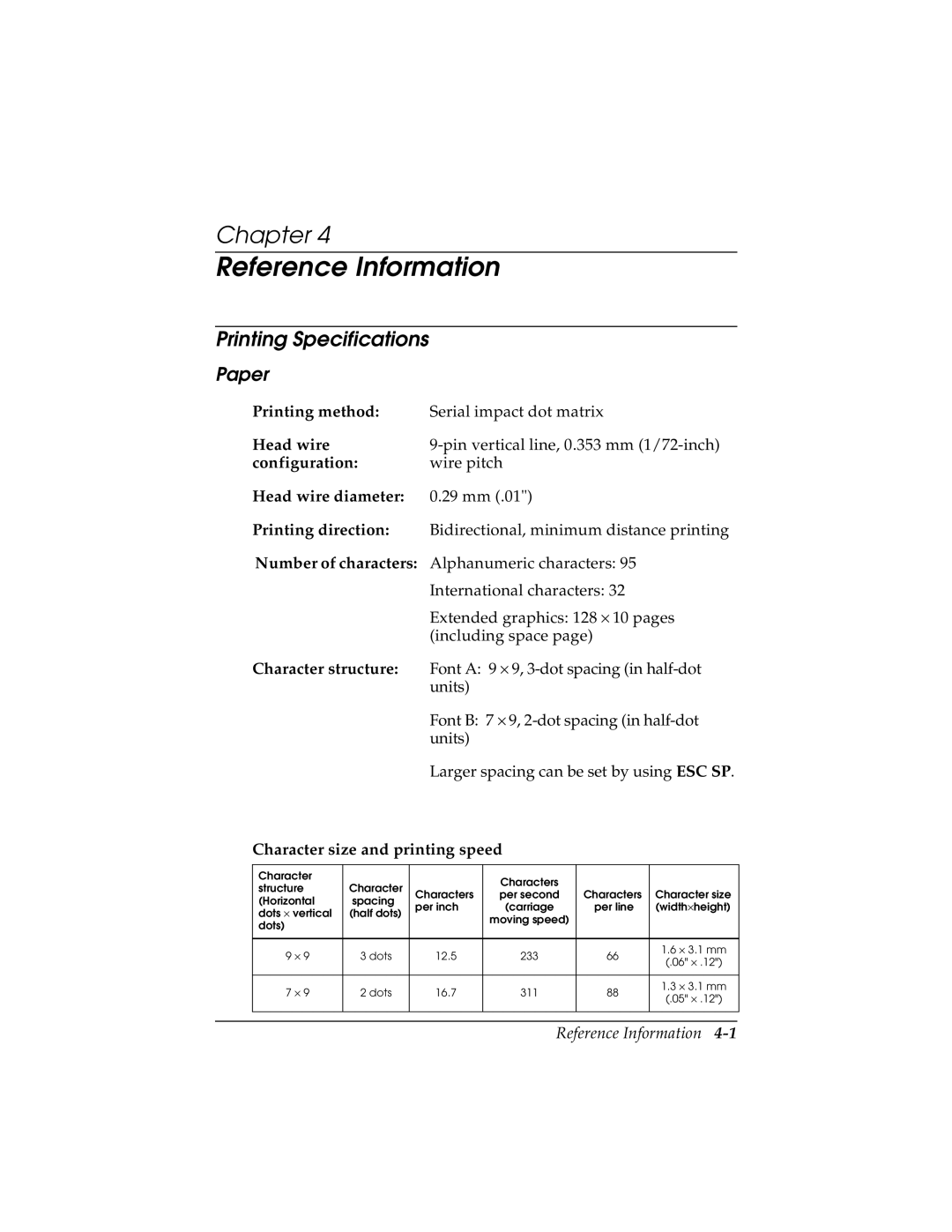 Seiko TM-U590/U590P manual Reference Information, Printing Specifications, Paper 