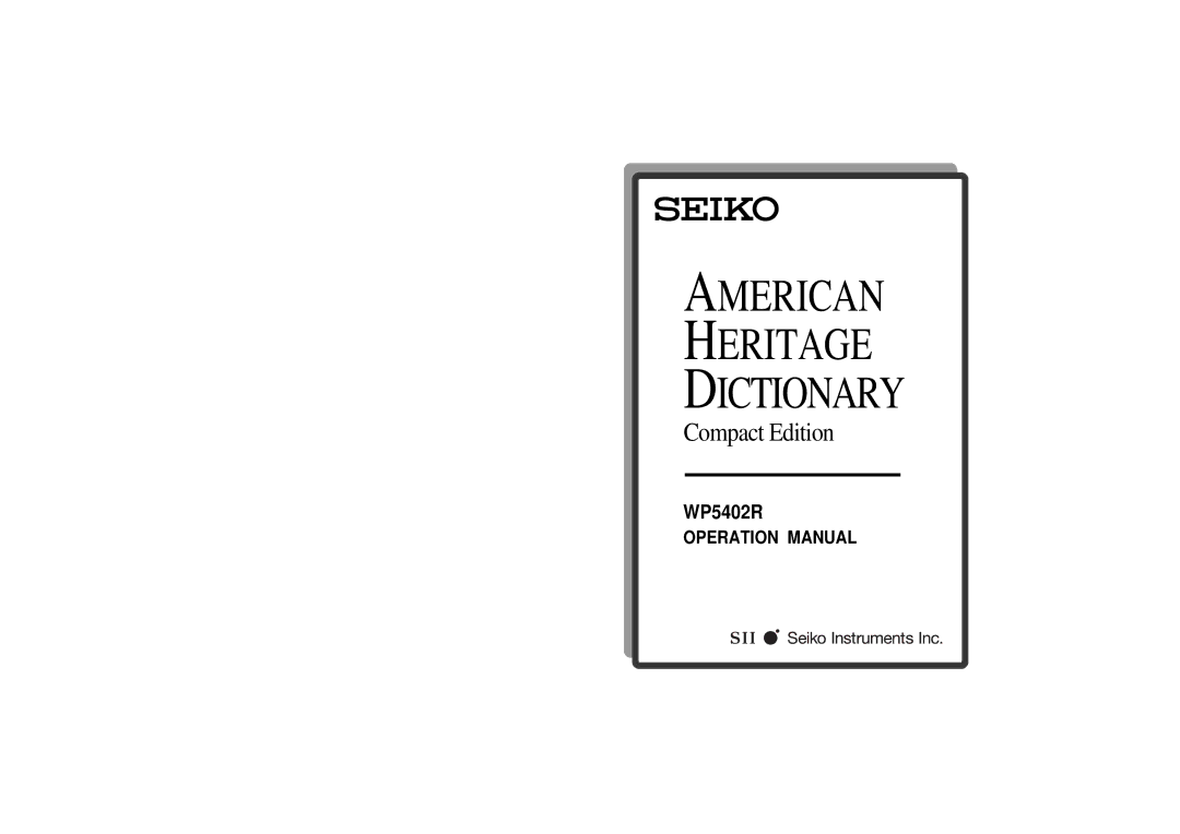 Seiko WP5402R operation manual American Heritage Dictionary 