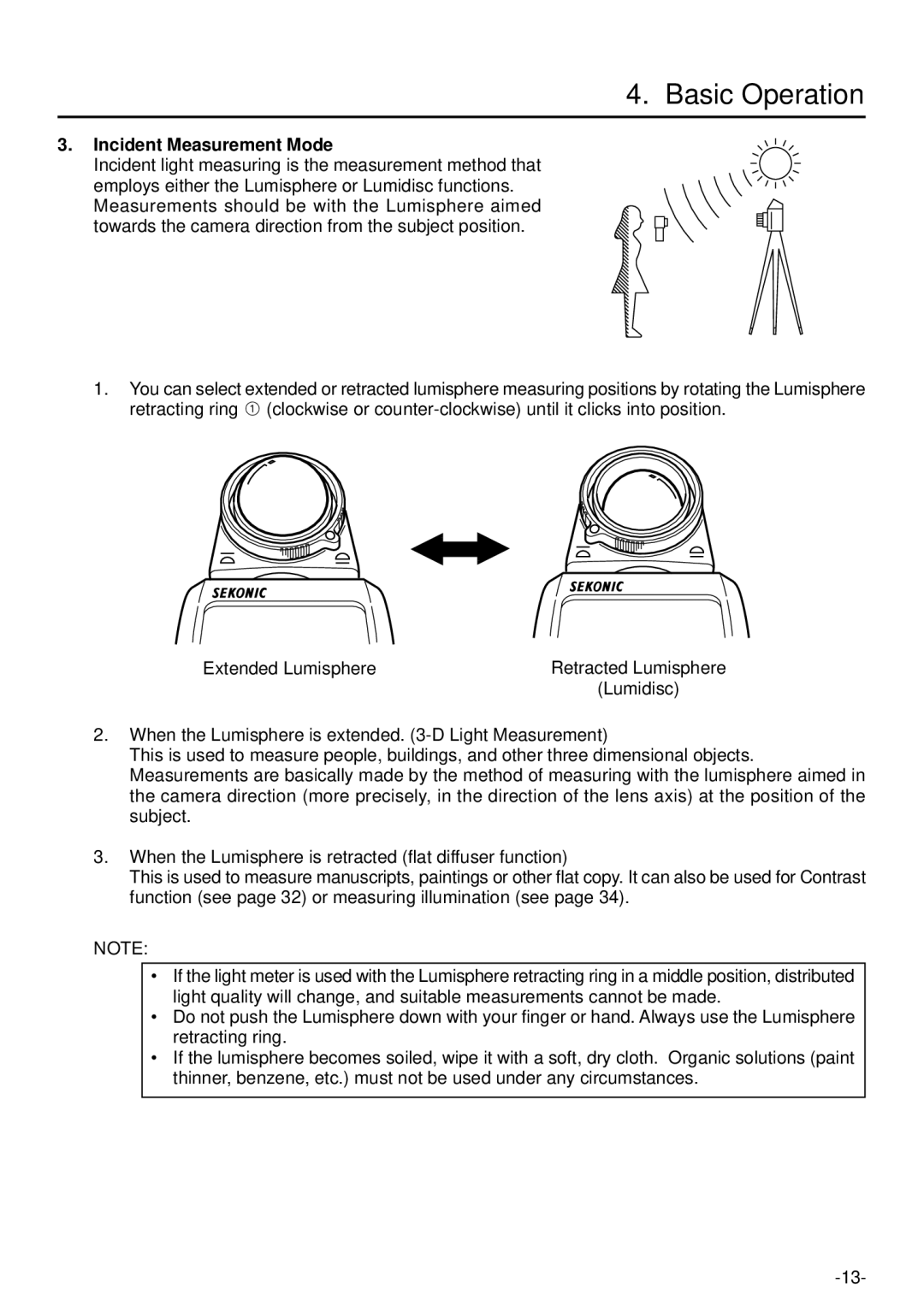 Sekonic L-758DR manual Incident Measurement Mode 