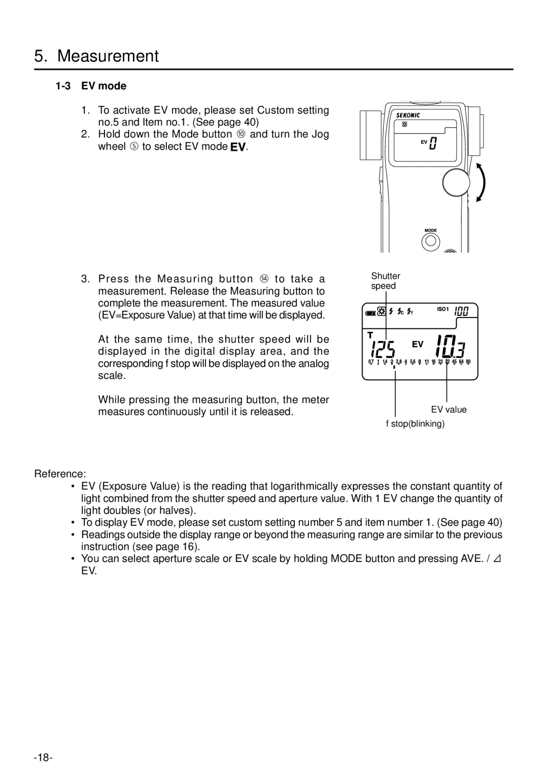 Sekonic L-758DR manual EV mode 