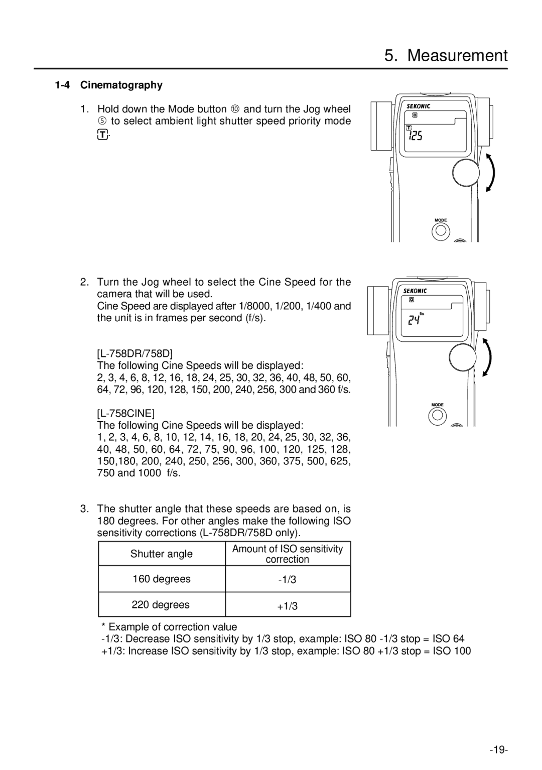 Sekonic L-758DR manual Cinematography 