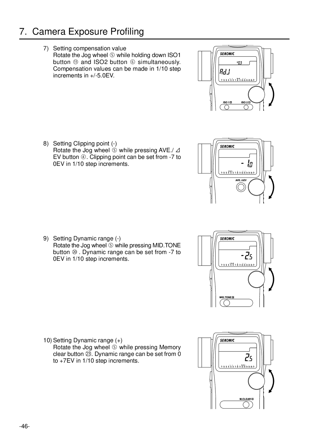 Sekonic L-758DR manual Camera Exposure Profiling 