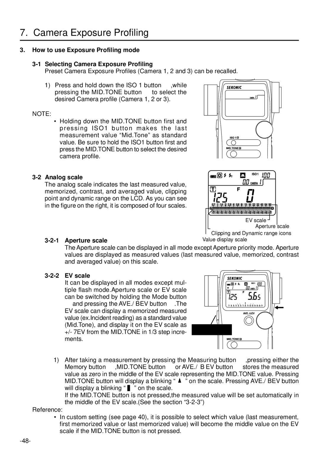 Sekonic L-758DR manual Analog scale, Aperture scale, EV scale 