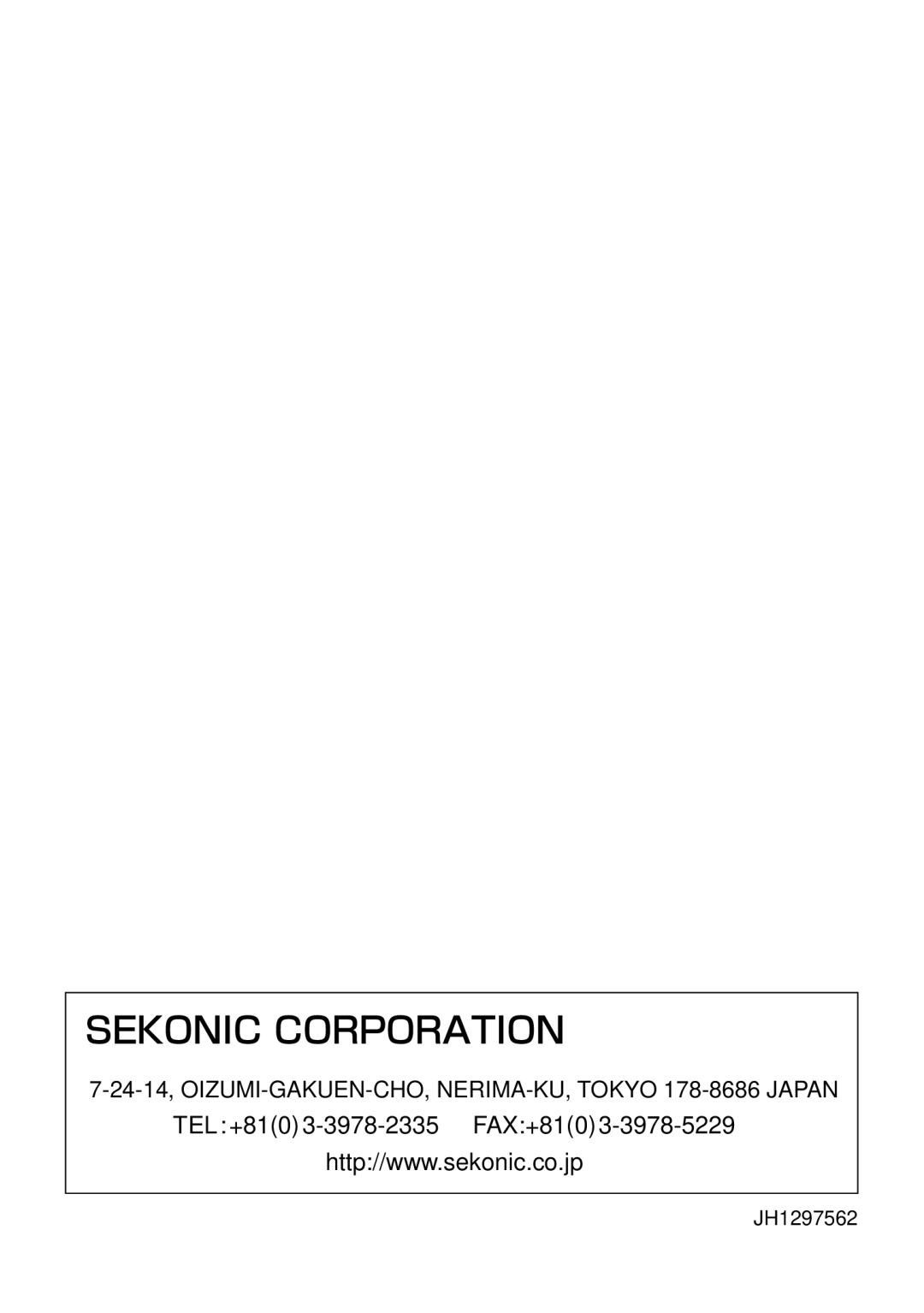 Sekonic L-758DR manual TEL +810 3-3978-2335 FAX+8103-3978-5229 