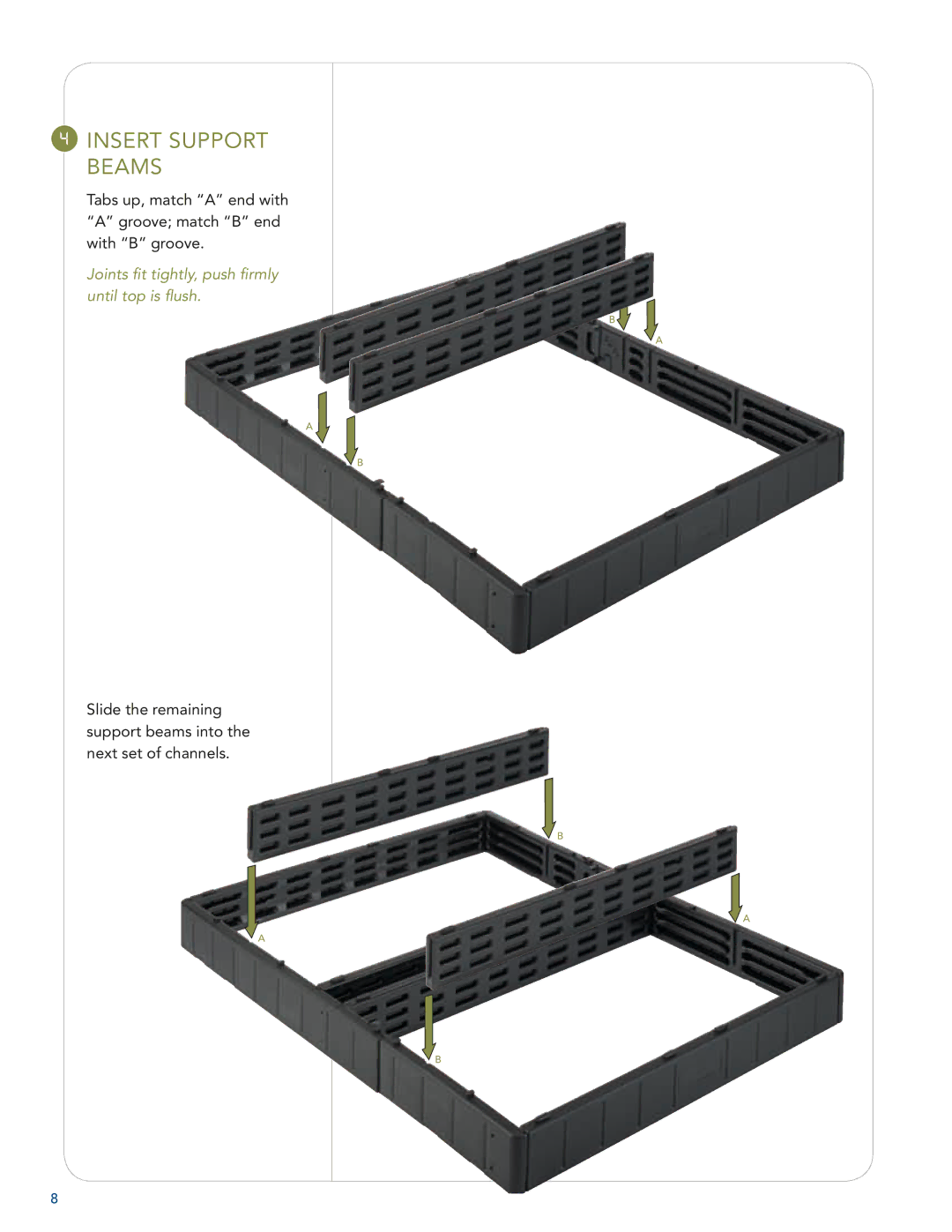 Select Comfort U 3000 manual Insert support beams 