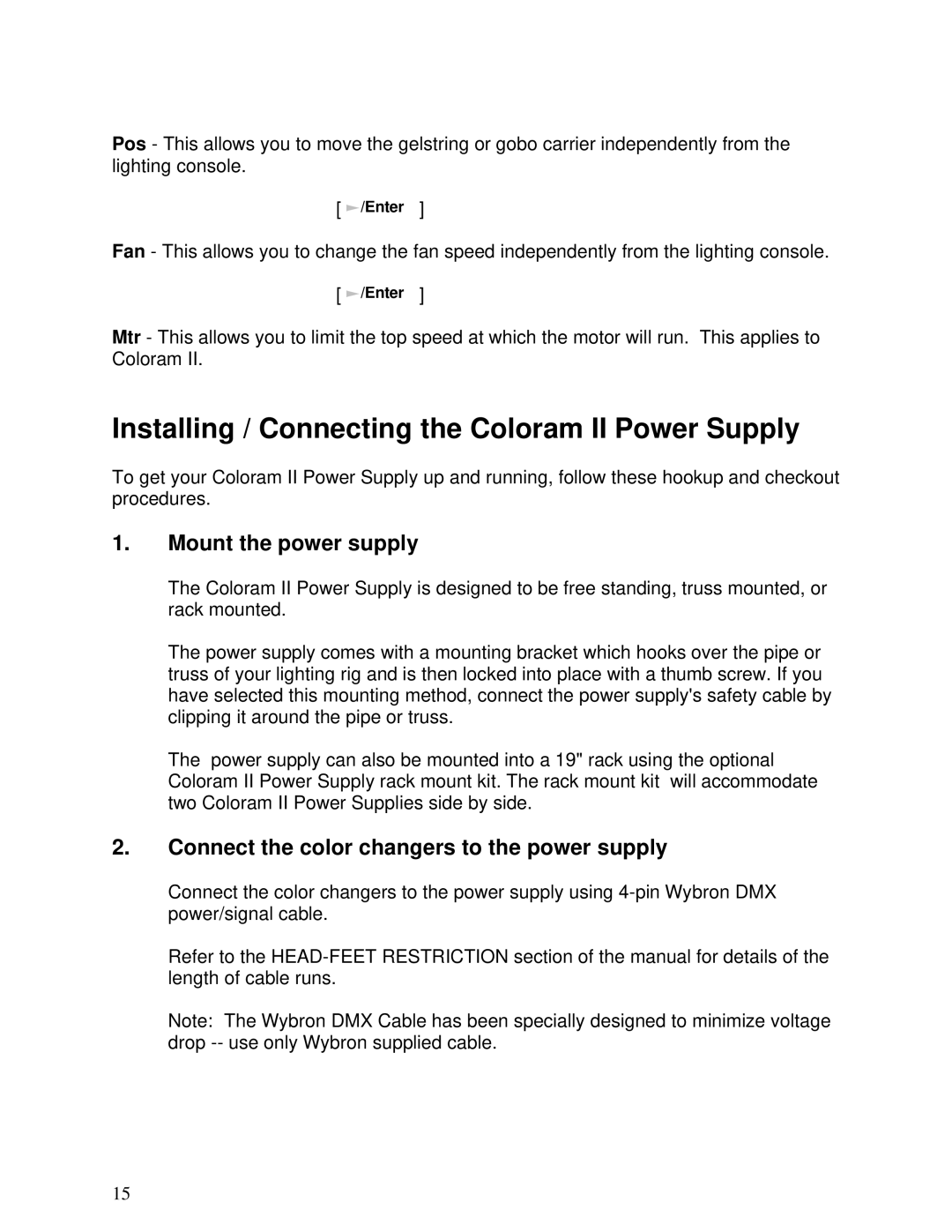 Select Products manual Installing / Connecting the Coloram II Power Supply, Mount the power supply 