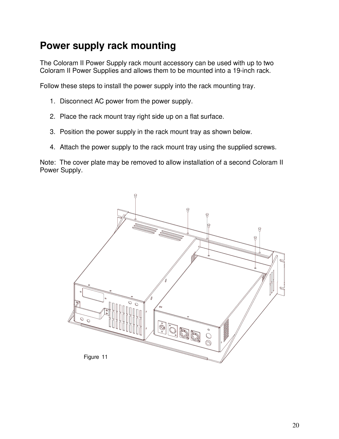 Select Products II manual Power supply rack mounting 