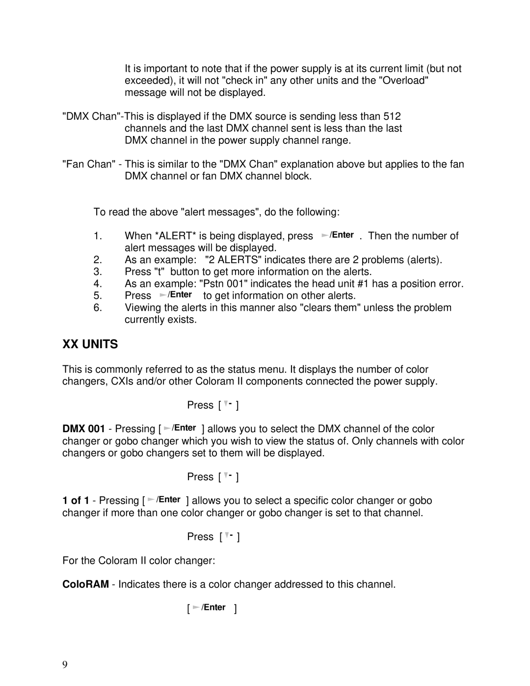 Select Products manual XX Units, For the Coloram II color changer 