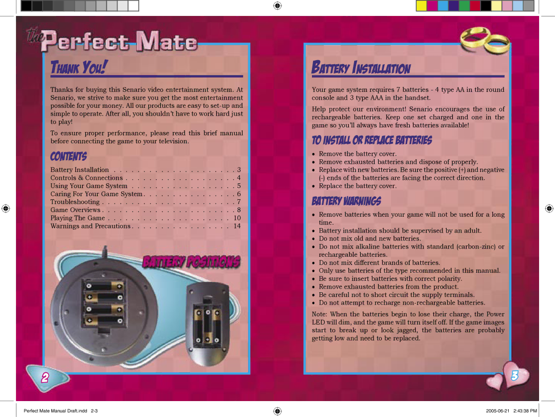 Senario 20986 manual Thank YOU, Battery Installation, Contents, To Install or Replace Batteries, Battery Warnings 