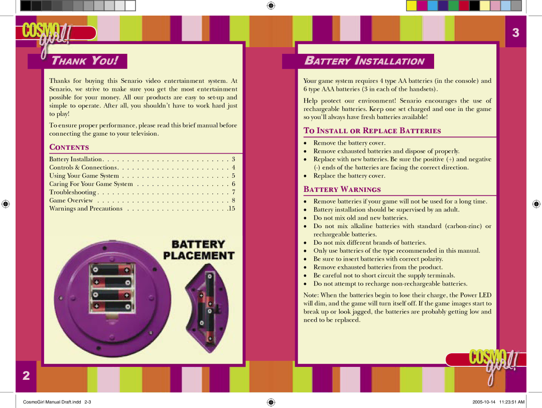 Senario 21184 manual Contents, To Install or Replace Batteries, Battery Warnings 