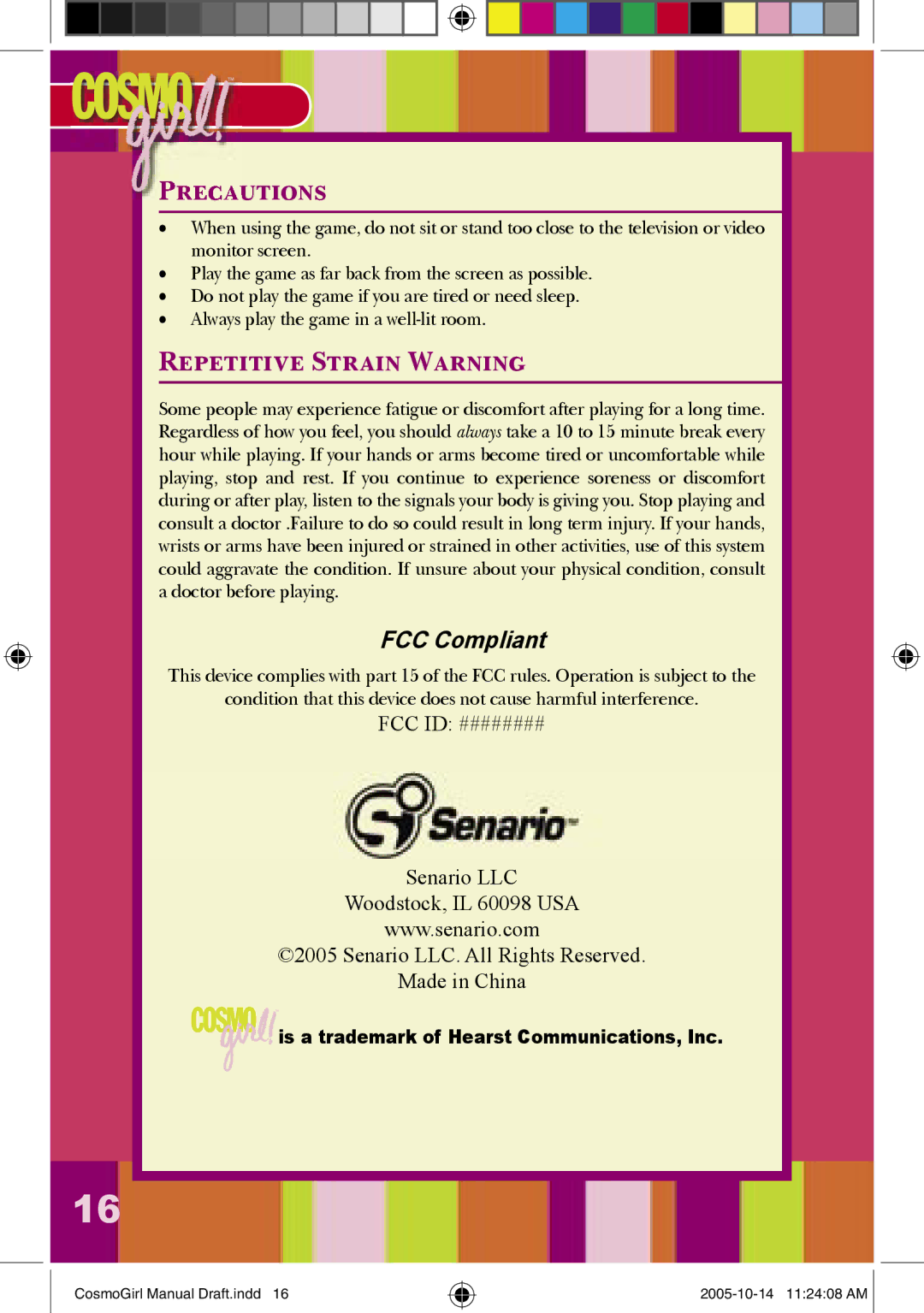 Senario 21184 manual Utions, Repetitive Strain Warning, FCC Compliant 