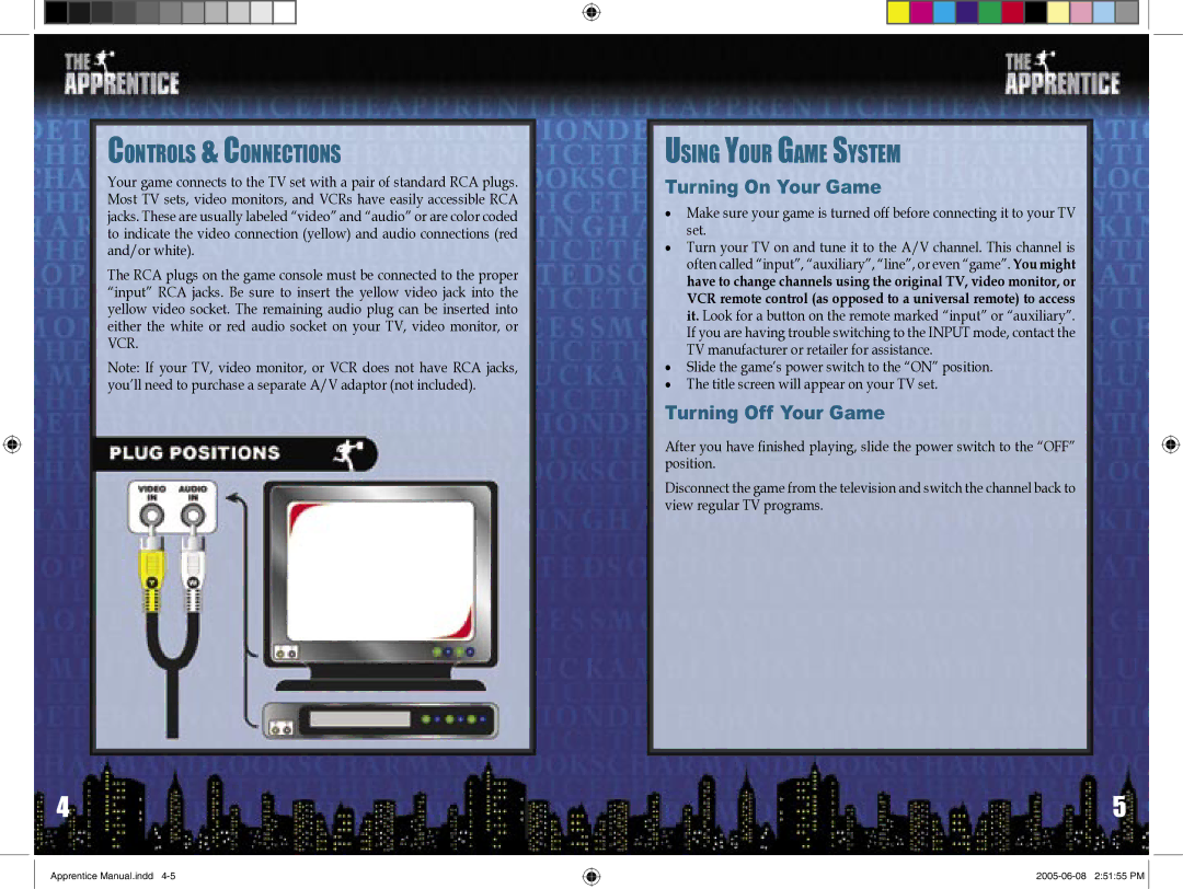 Senario THE APPRENTICE manual Controls & Connections, Using Your Game System, Turning On Your Game, Turning Off Your Game 