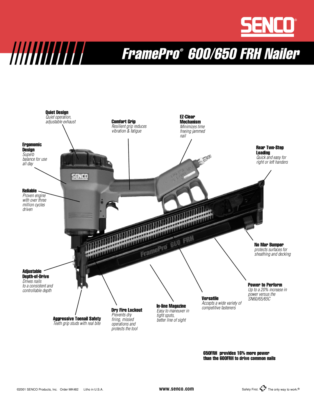 Senco 600 FRH, 650 FRH specifications Versatile 