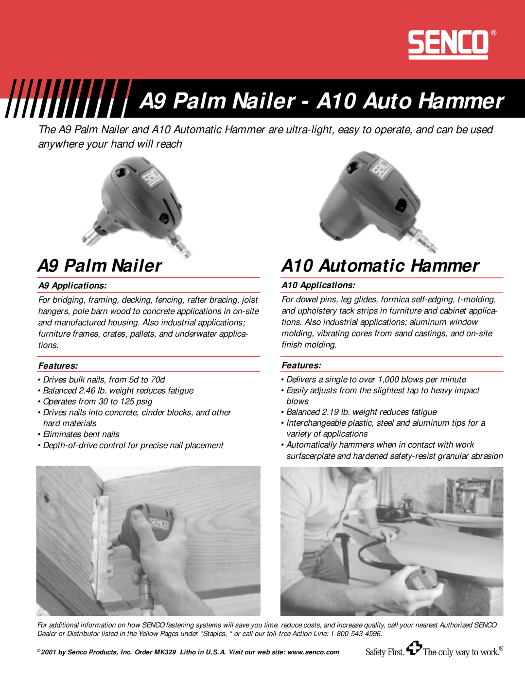 Senco manual A9 Palm Nailer A10 Auto Hammer, A10 Automatic Hammer 