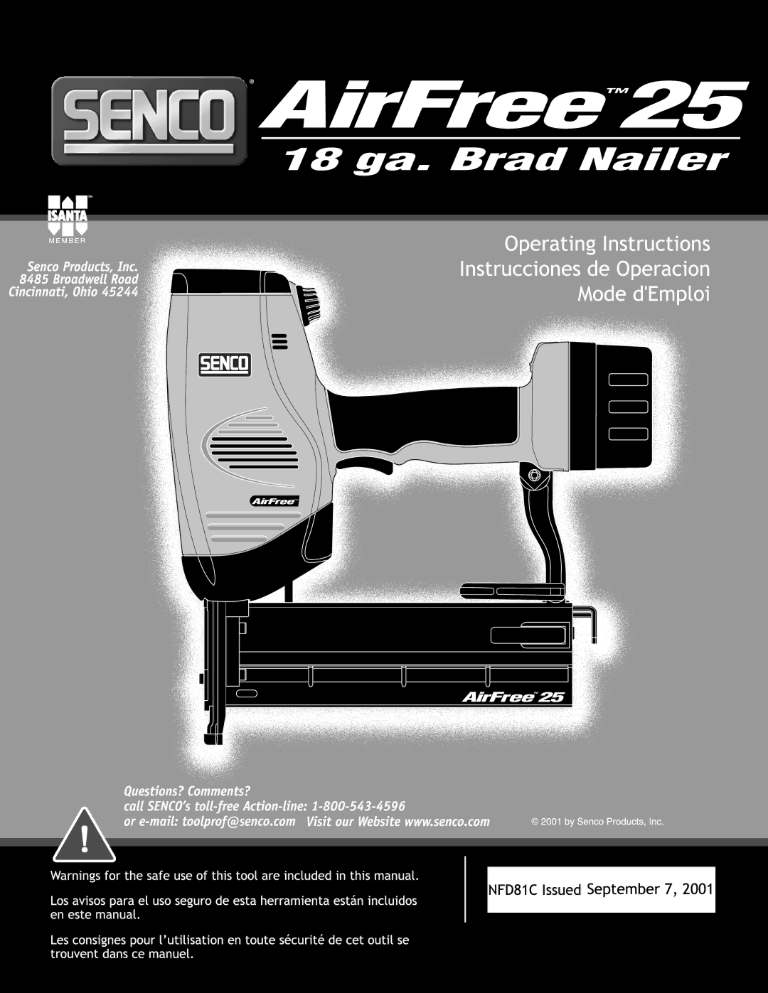 Senco AirFree 25 manual AirFree25 