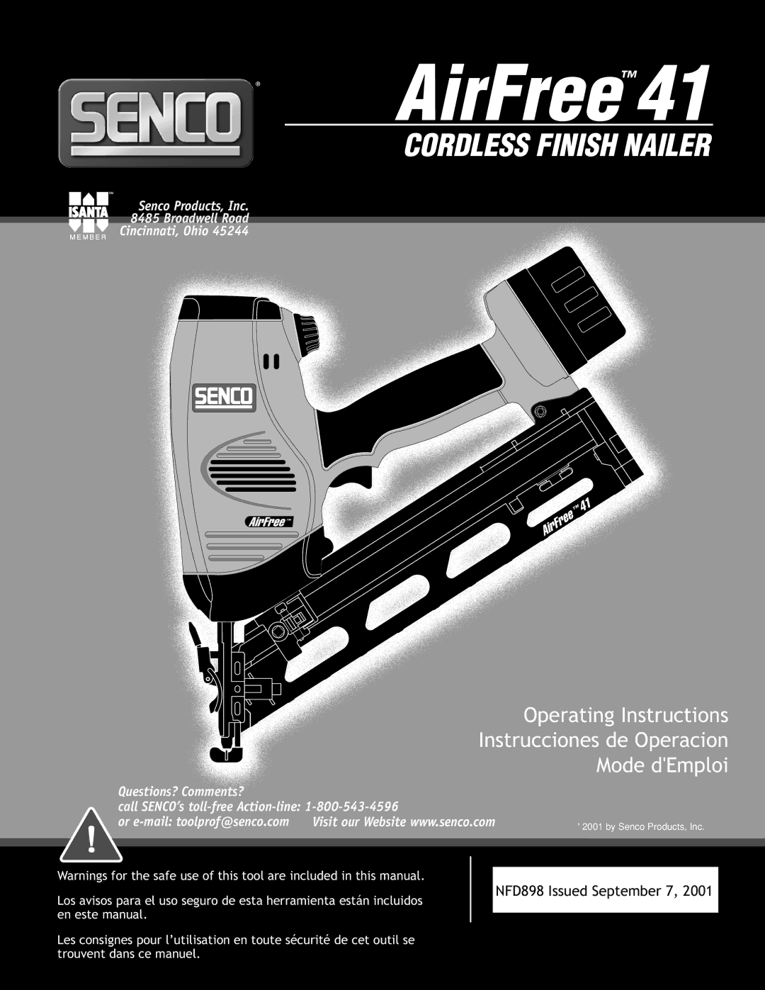 Senco AirFreeTM 41 operating instructions AirFree41 