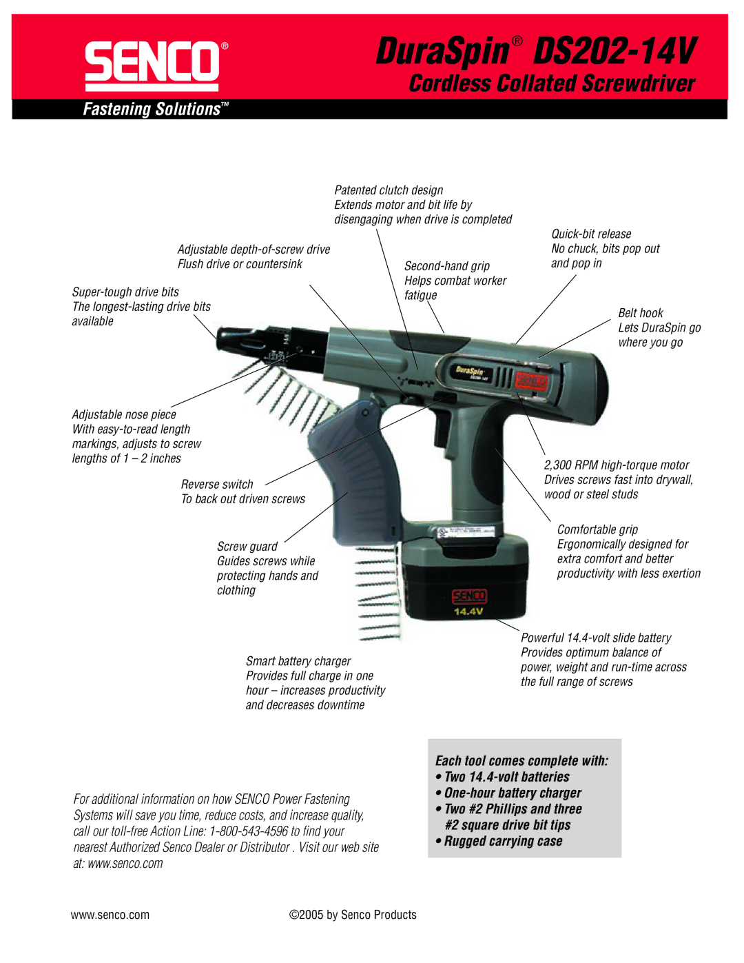 Senco specifications DuraSpin DS202-14V 