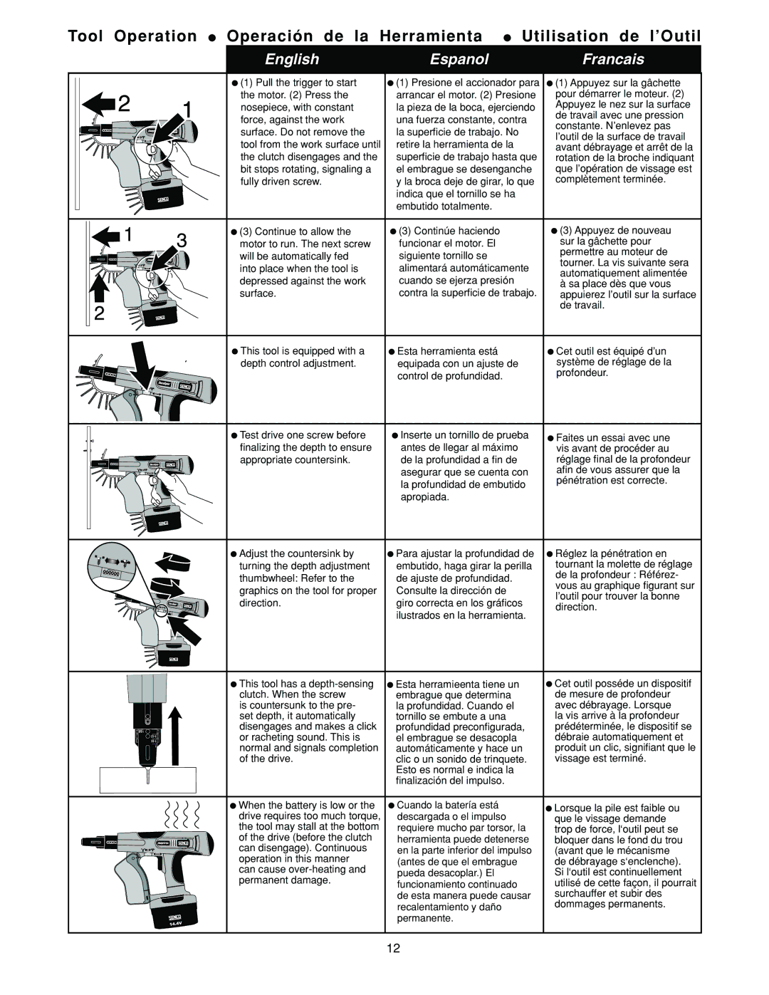 Senco DS275-18V manual English Espanol Francais 