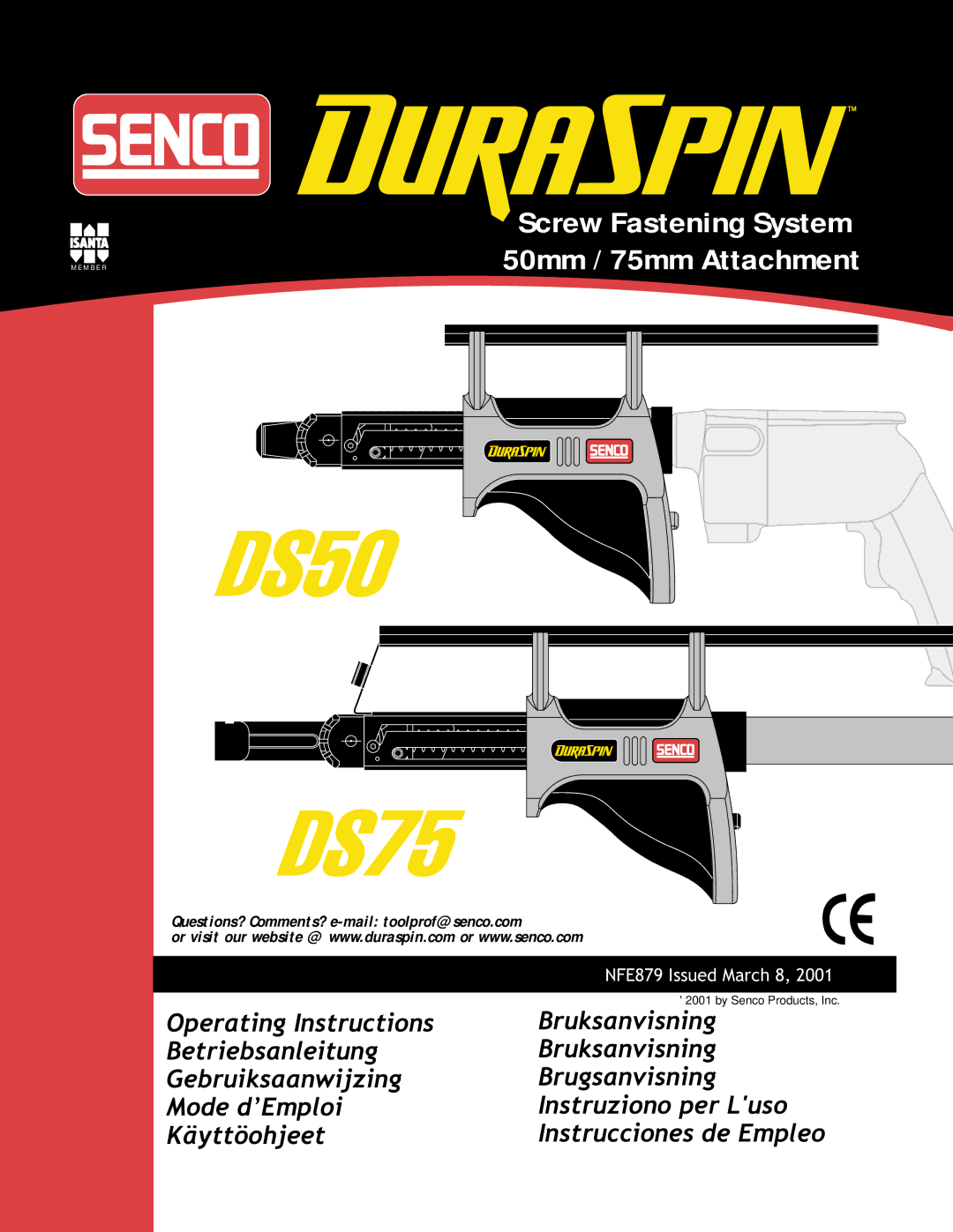 Senco operating instructions DS50 DS75 