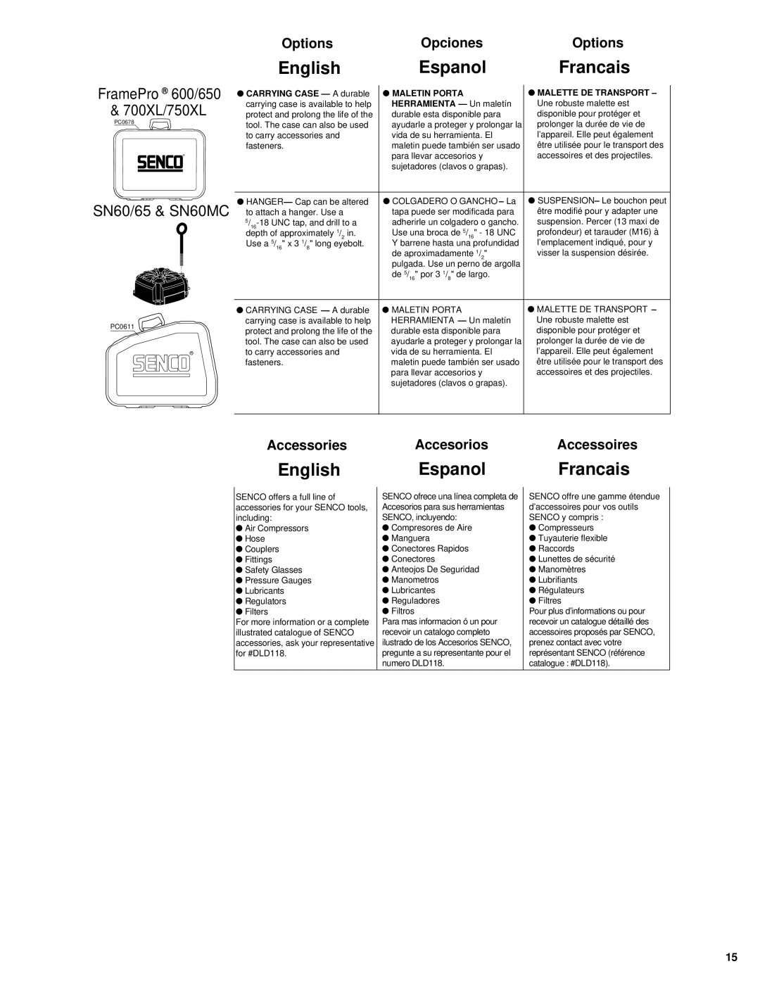 Senco manual FramePro 600/650 700XL/750XL 