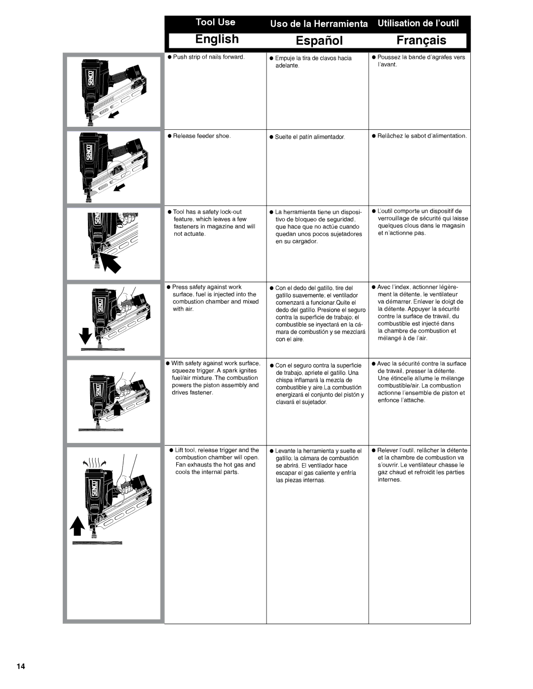 Senco GT90FRH manual  Release feeder shoe  Suelte el patín alimentador 