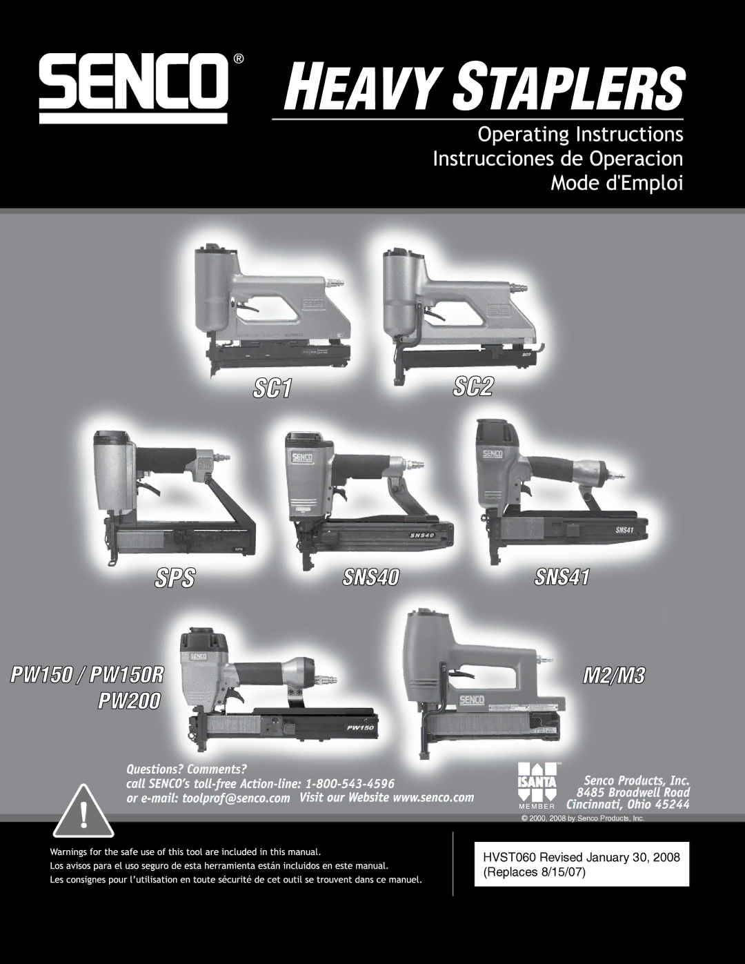 Senco HVST060 manual SC1SC2 SPS 