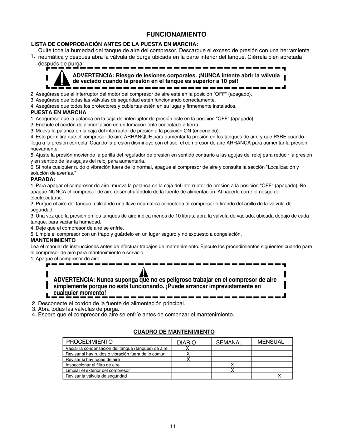 Senco PC1010 operating instructions Funcionamiento 