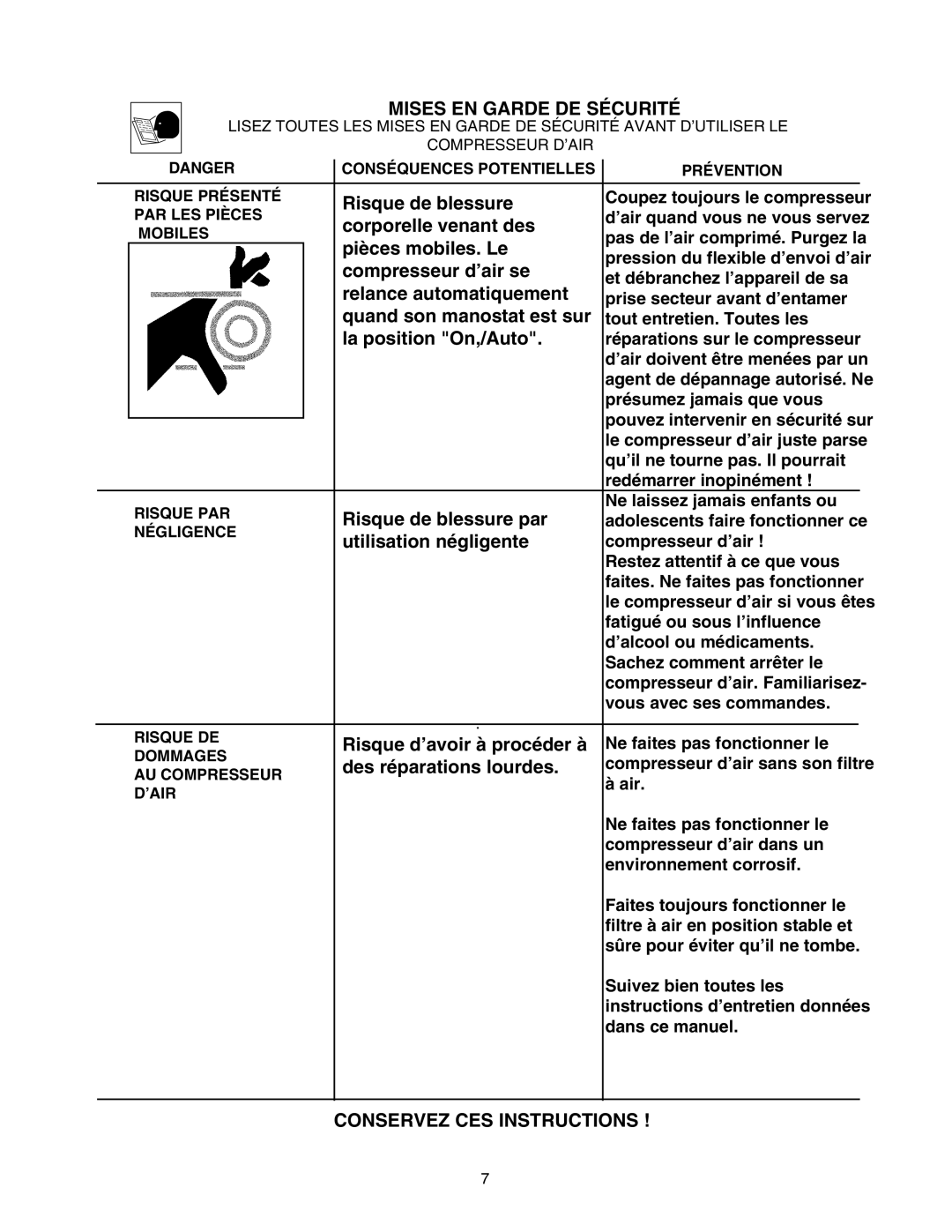 Senco PC1108 operating instructions Conservez CES Instructions 