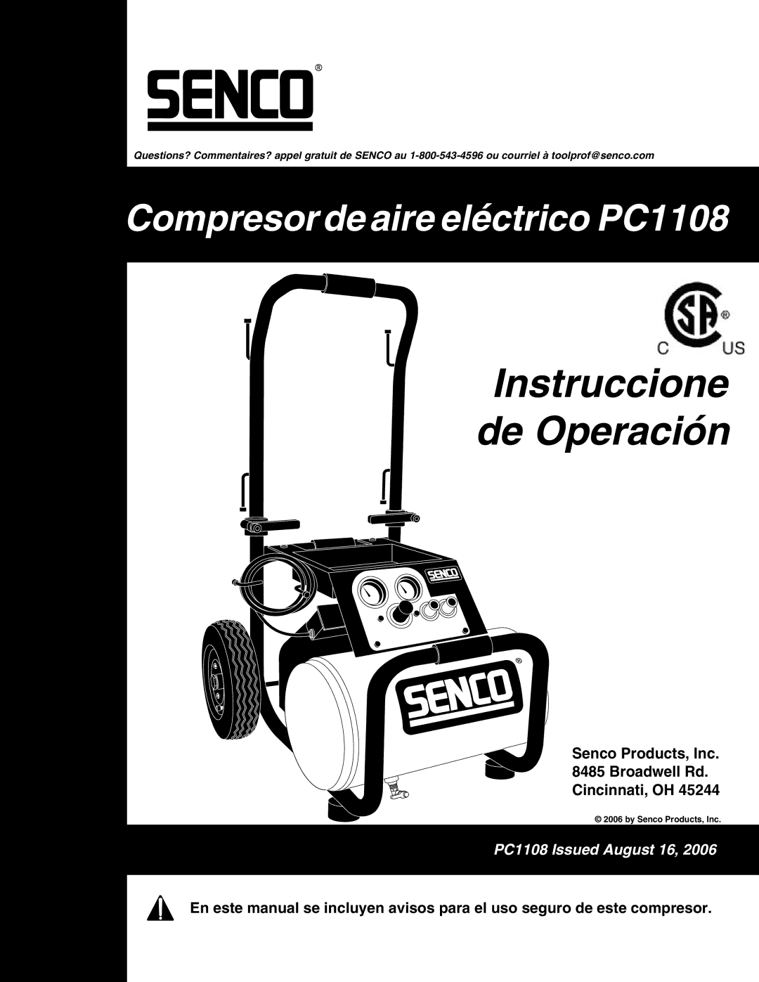 Senco PC1108 operating instructions Instruccione de Operación 