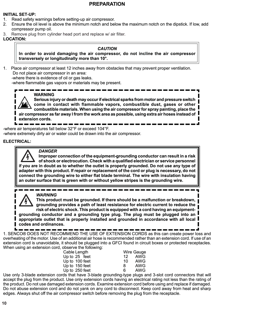 Senco PC1130 operating instructions 