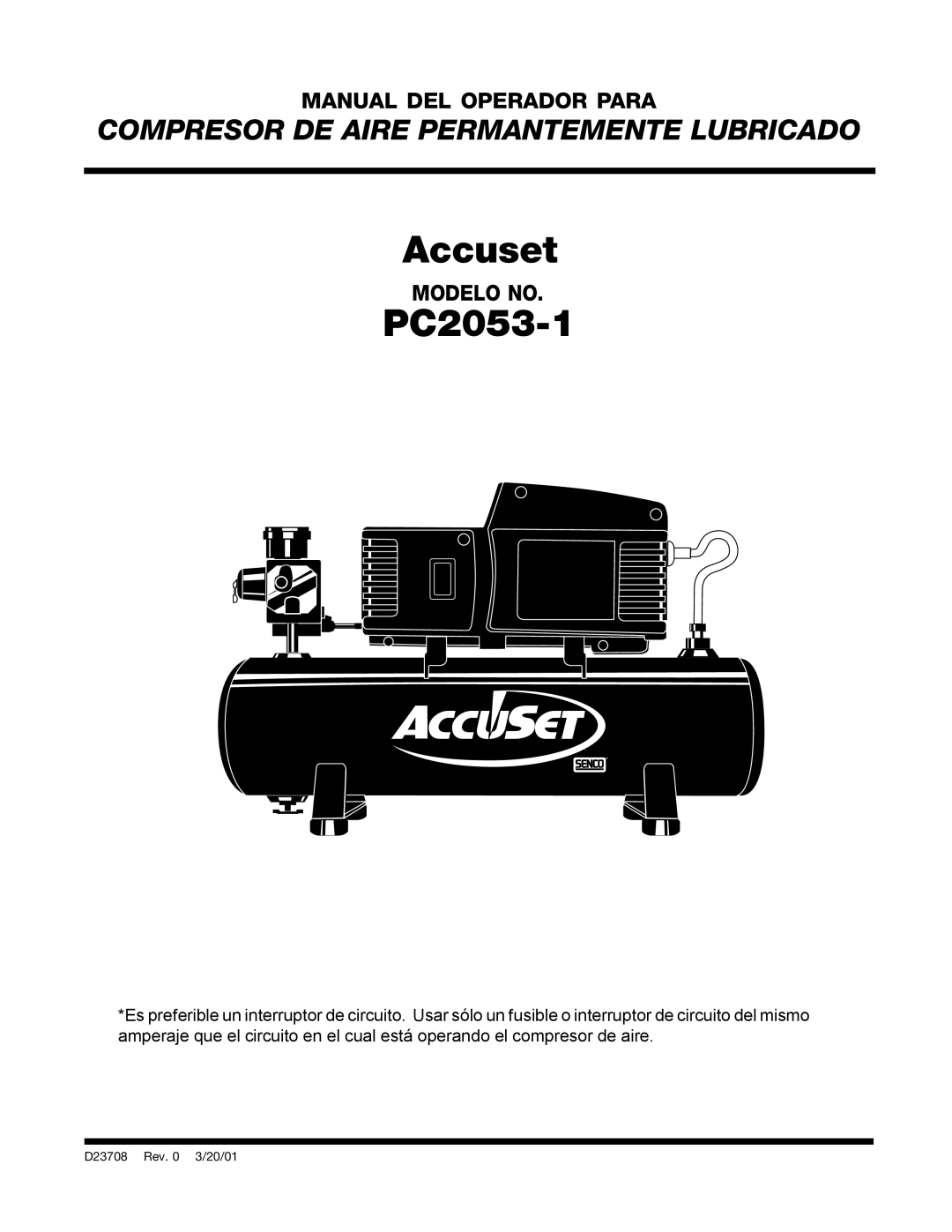 Senco PC2053-1 owner manual Compresor DE Aire Permantemente Lubricado 