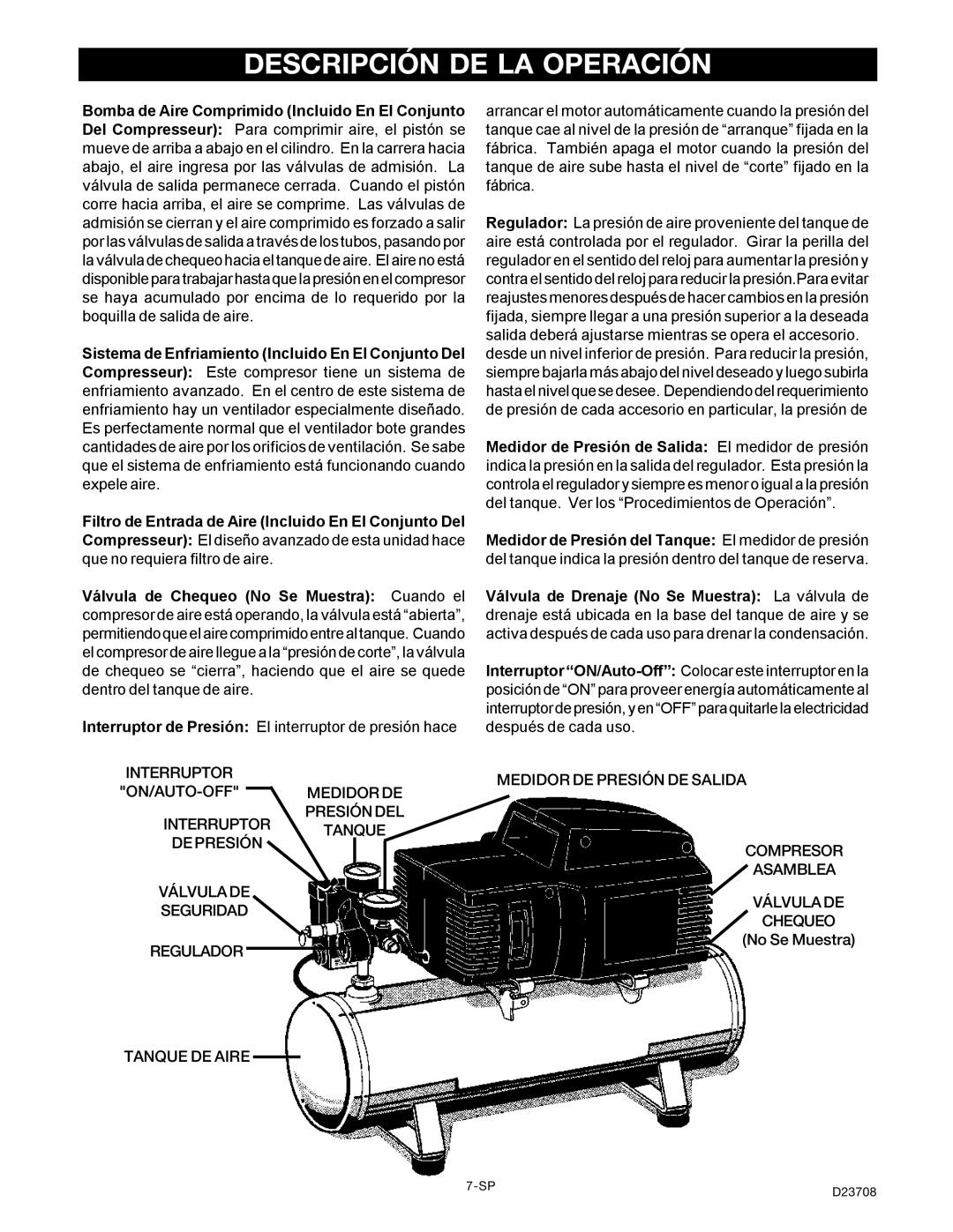 Senco PC2053-1 owner manual Descripción DE LA Operación 