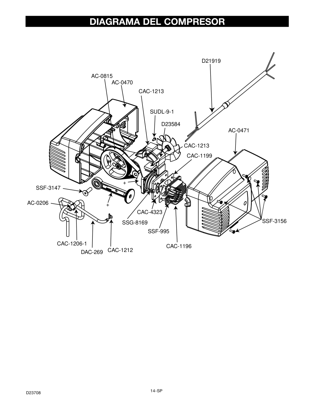 Senco PC2053-1 owner manual Diagrama DEL Compresor 