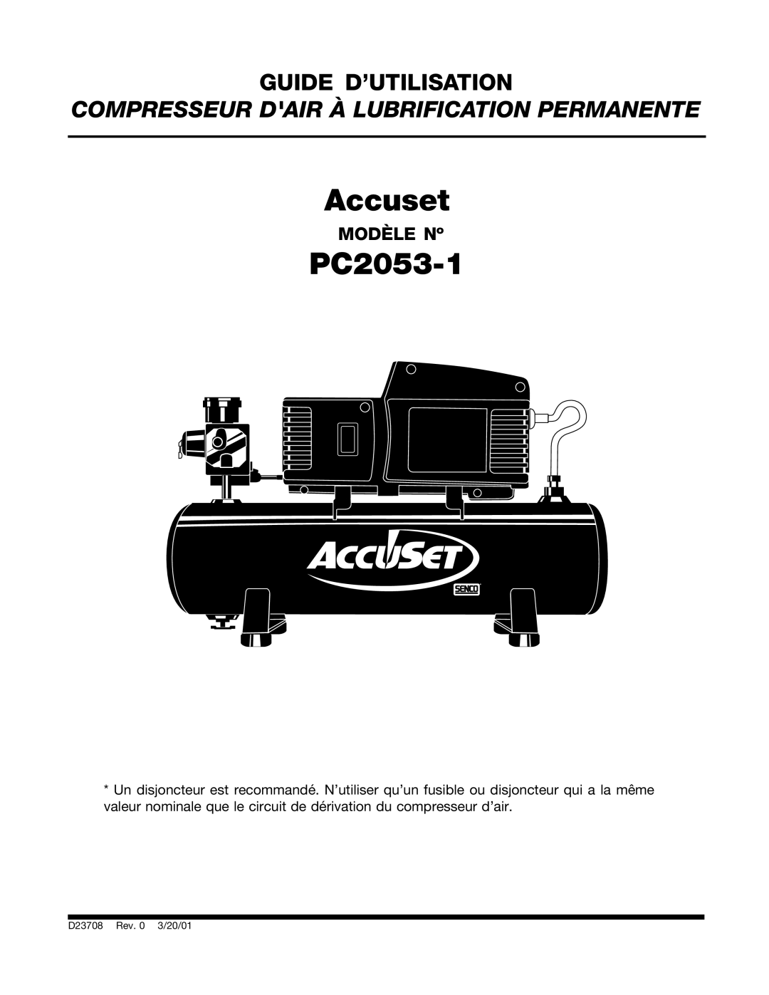 Senco PC2053-1 owner manual Compresseur Dair À Lubrification Permanente 