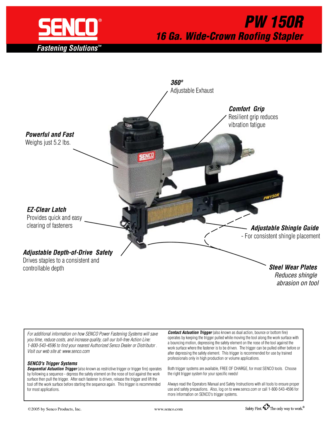 Senco PW150R specifications Powerful and Fast 