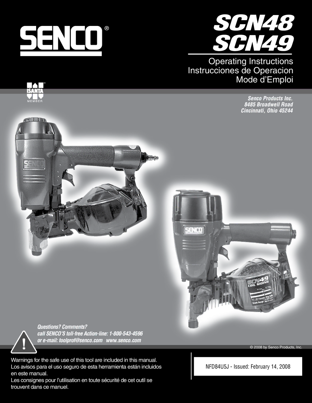 Senco operating instructions SCN48 SCN49 