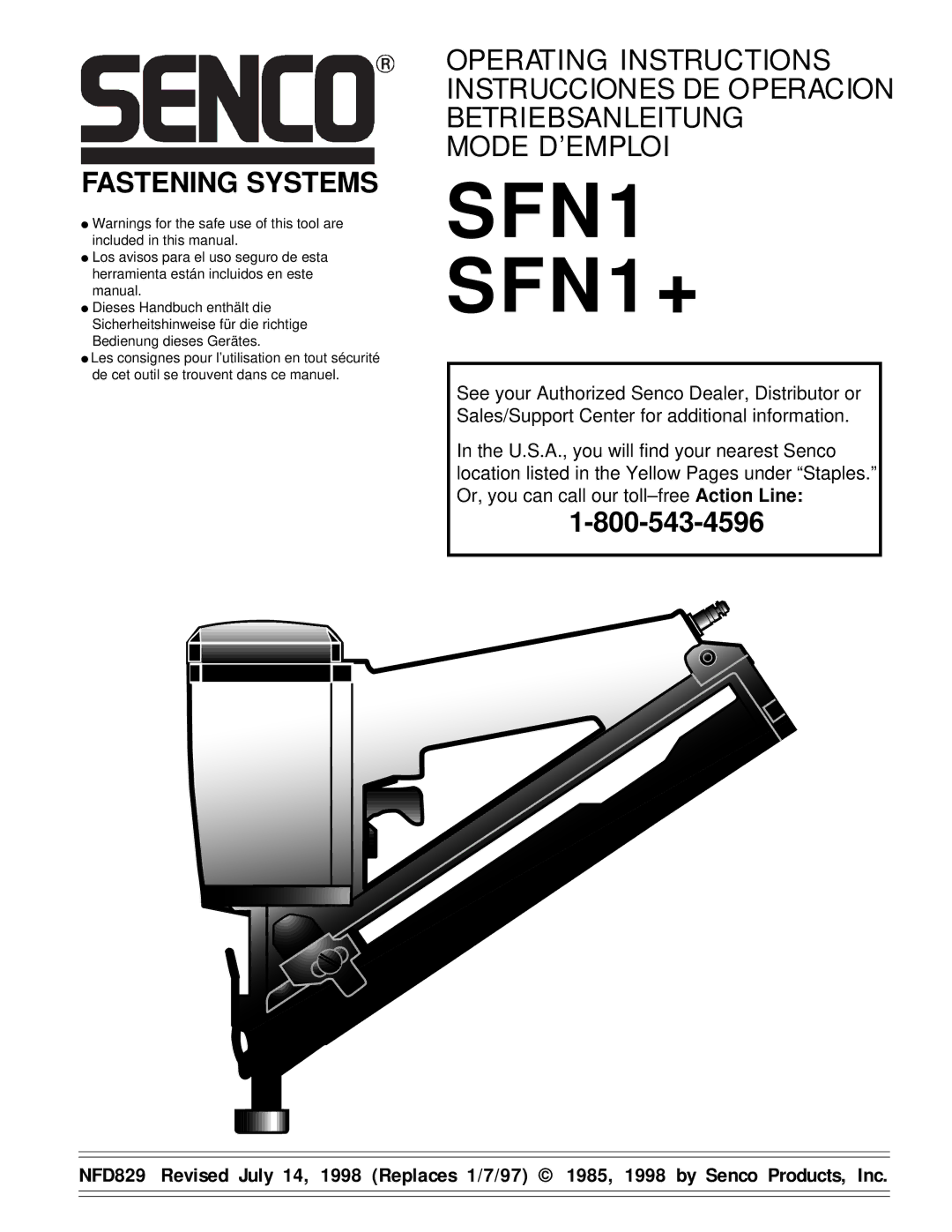 Senco operating instructions SFN1 SFN1+ 