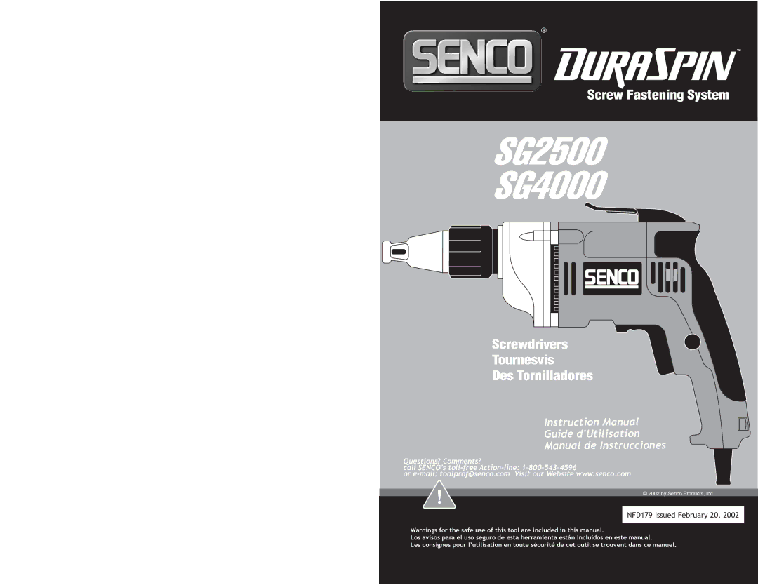 Senco instruction manual SG2500 SG4000 