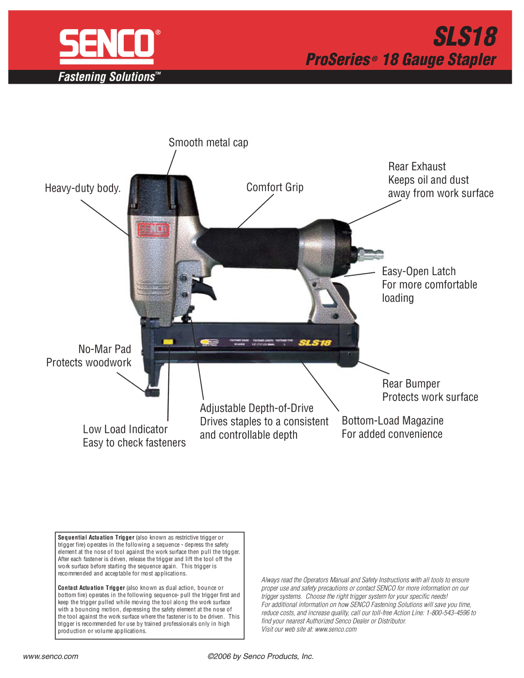 Senco SLS18 specifications ProSeries 18 Gauge Stapler 