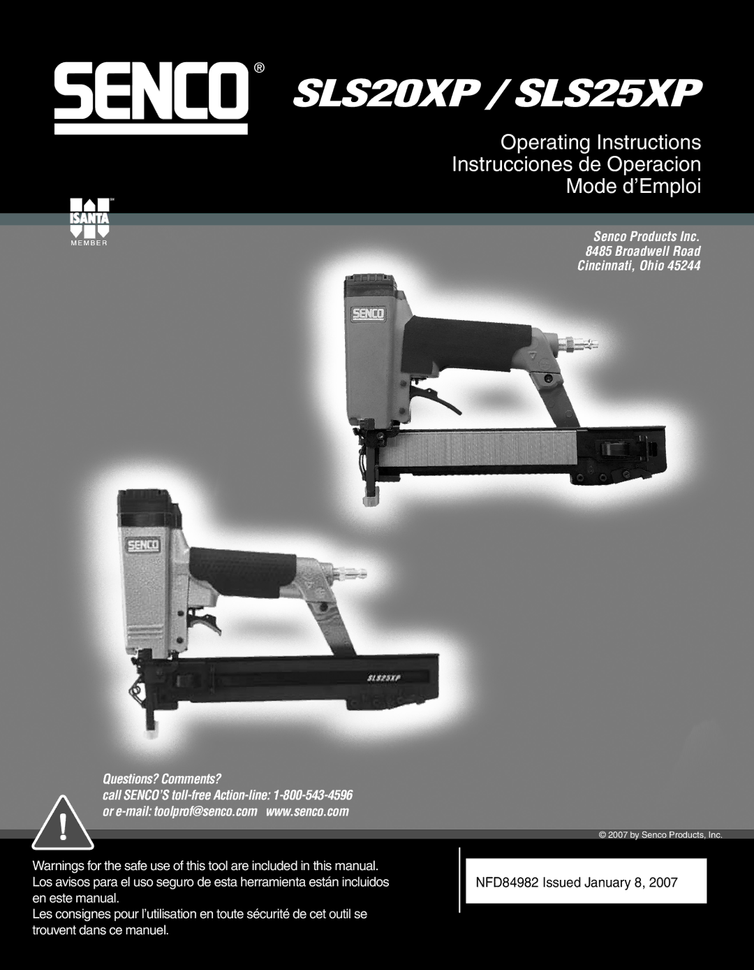 Senco manual SLS20XP / SLS25XP 