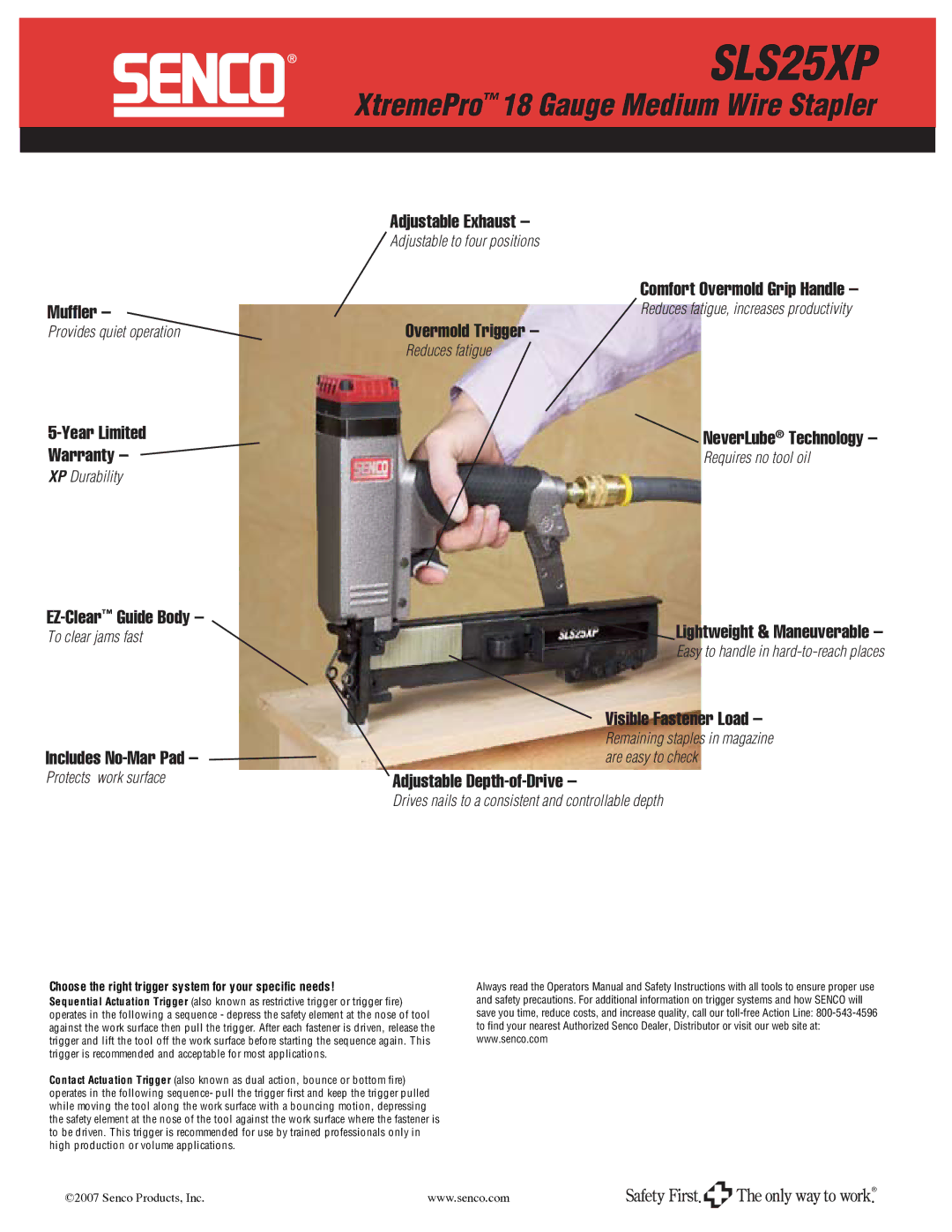 Senco SLS25XP specifications 