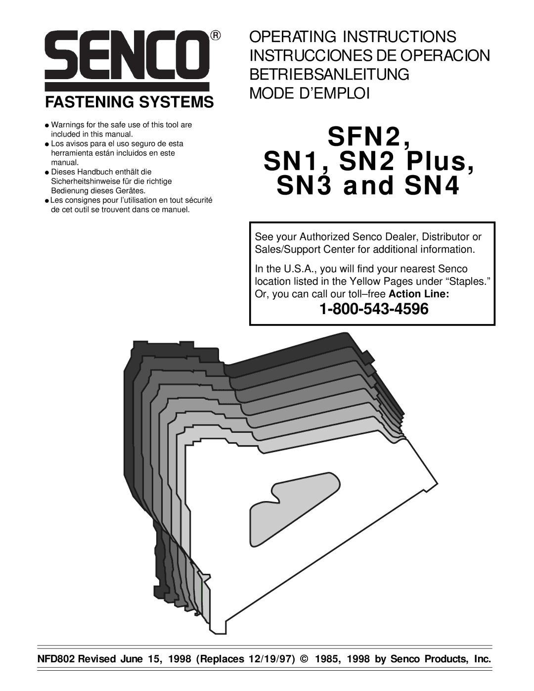 Senco SFN2, SN4, SN1, SN2 Plus, SN3 operating instructions 