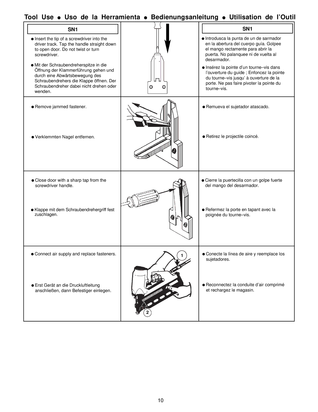 Senco SFN2, SN4, SN2 Plus, SN3 operating instructions SN1 